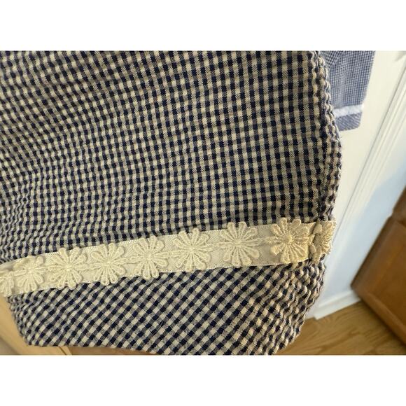 EILEEN WEST BLUE WHITE Gingham CHECK Lightweight SHORT Womens M WRAP ROBE - Picture 5 of 15